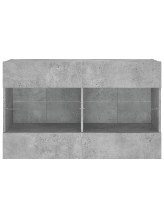 Tv galdiņi ar led lampiņām, betona pelēki, 98,5x30x60,5 cm