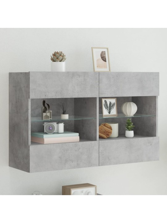 Tv galdiņi ar led lampiņām, betona pelēki, 98,5x30x60,5 cm