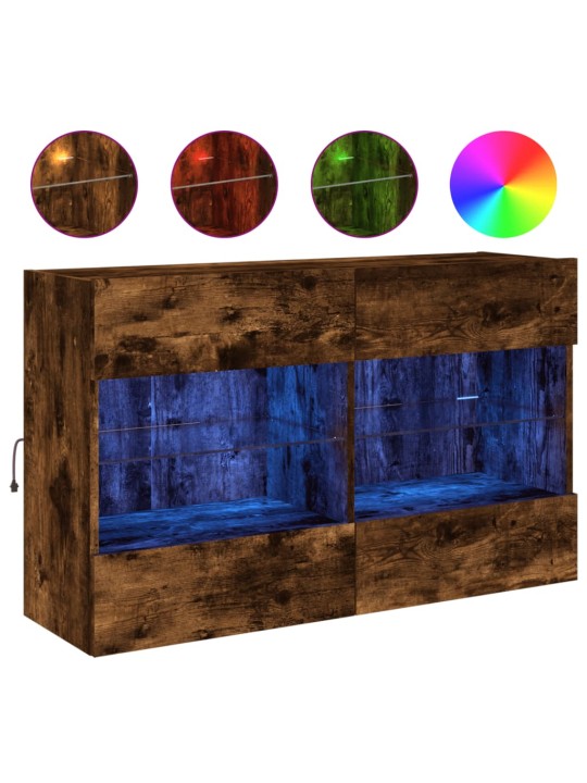 Tv plaukti ar led lampiņām, 98,5x30x60,5 cm, ozolkoka krāsā