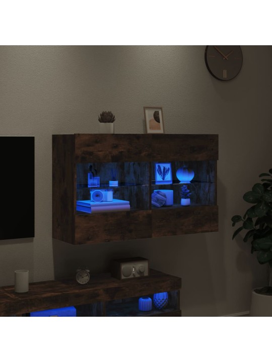 Tv plaukti ar led lampiņām, 98,5x30x60,5 cm, ozolkoka krāsā