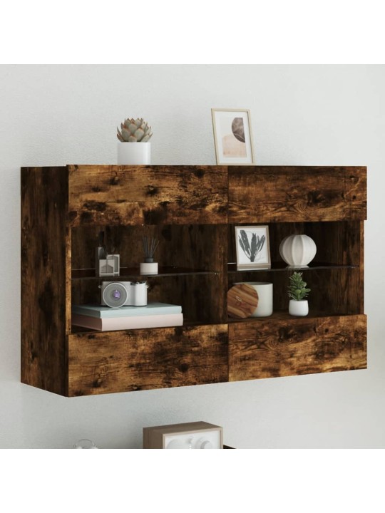 Tv plaukti ar led lampiņām, 98,5x30x60,5 cm, ozolkoka krāsā