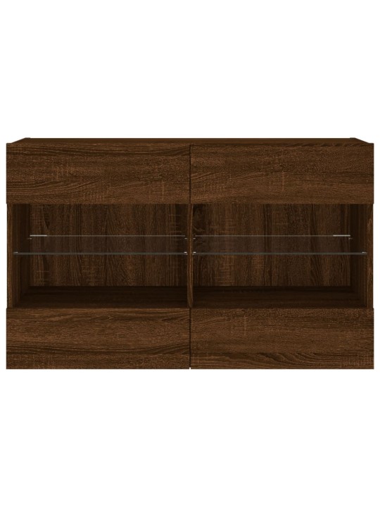 Tv plaukti ar led lampiņām, 98,5x30x60,5 cm, brūna ozolkoka