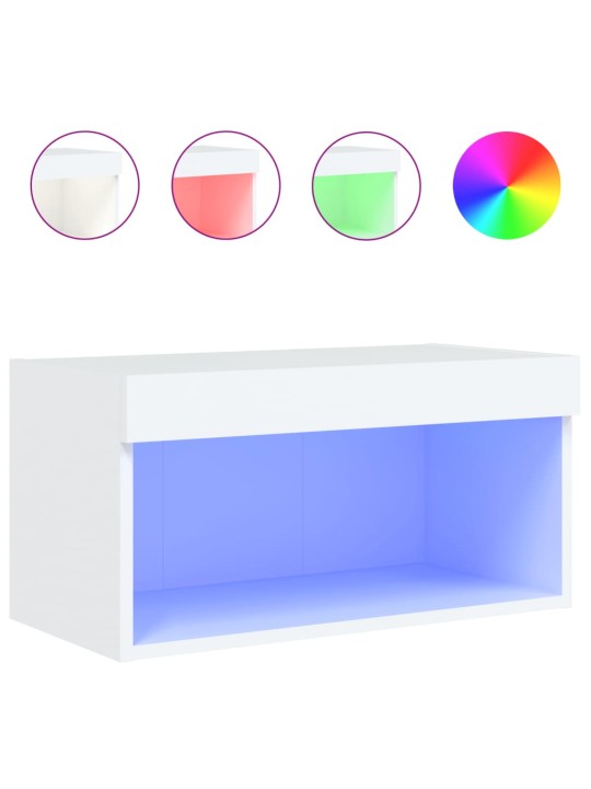 Tv skapītis ar led lampiņām, balts, 60x30x30 cm