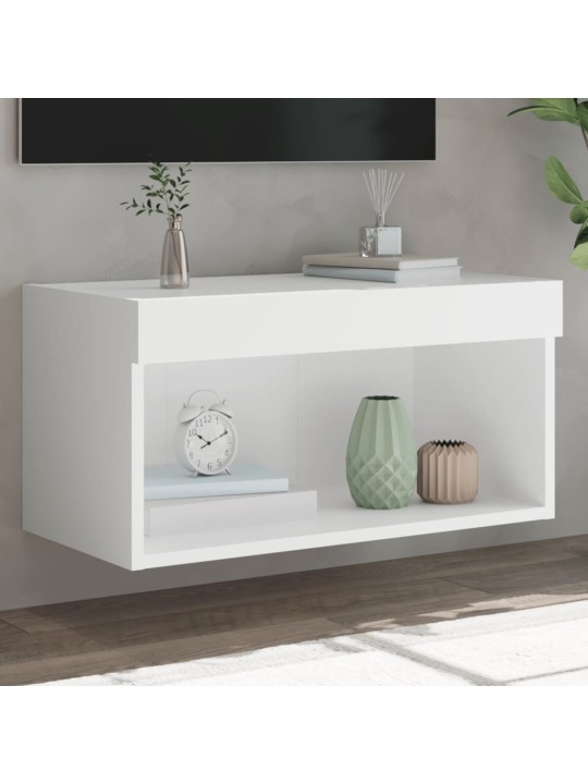 Tv skapītis ar led lampiņām, balts, 60x30x30 cm
