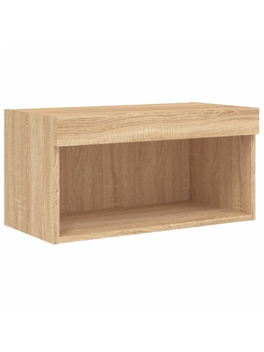 Tv skapītis ar led lampiņām, ozolkoka, 60x30x30 cm