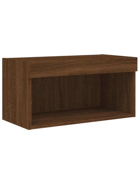 Tv galdiņš ar led lampiņām, brūna ozolkoka, 60x30x30 cm