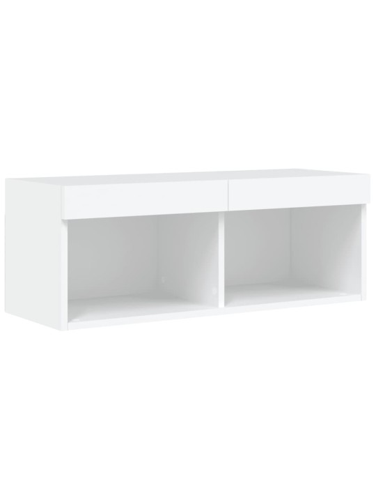 Tv skapītis ar led lampiņām, balti, 80x30x30 cm