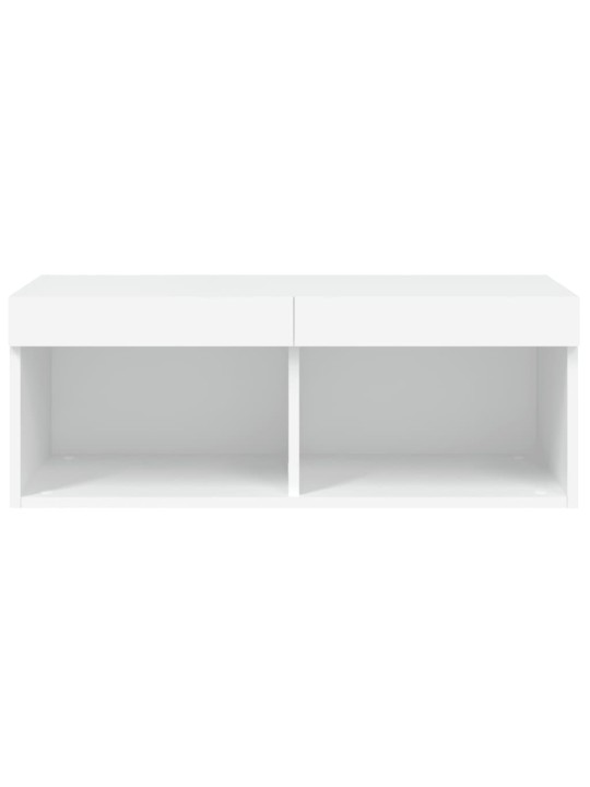 Tv skapītis ar led lampiņām, balti, 80x30x30 cm