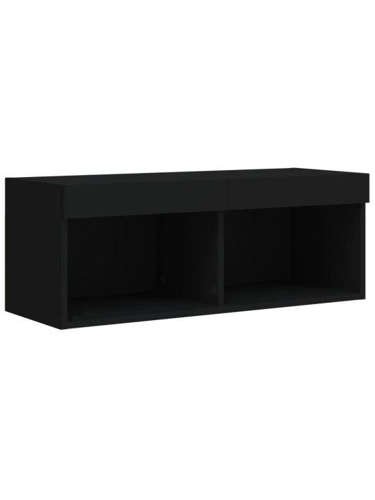 Tv skapītis ar led lampiņām, melni, 80x30x30 cm