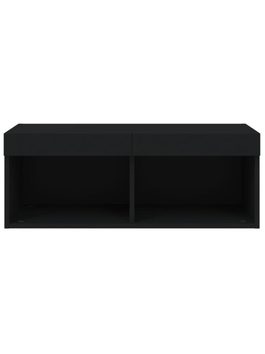 Tv skapītis ar led lampiņām, melni, 80x30x30 cm