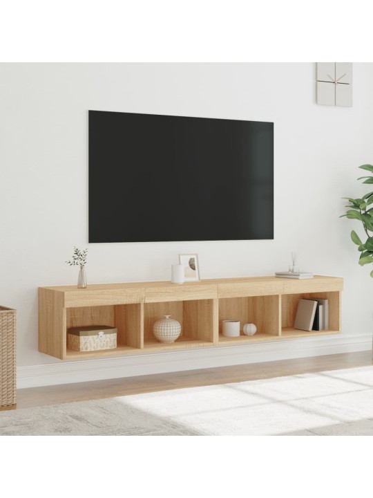 Sienas skapīši ar led, 2 gab., ozolkoka, 80x30x30 cm