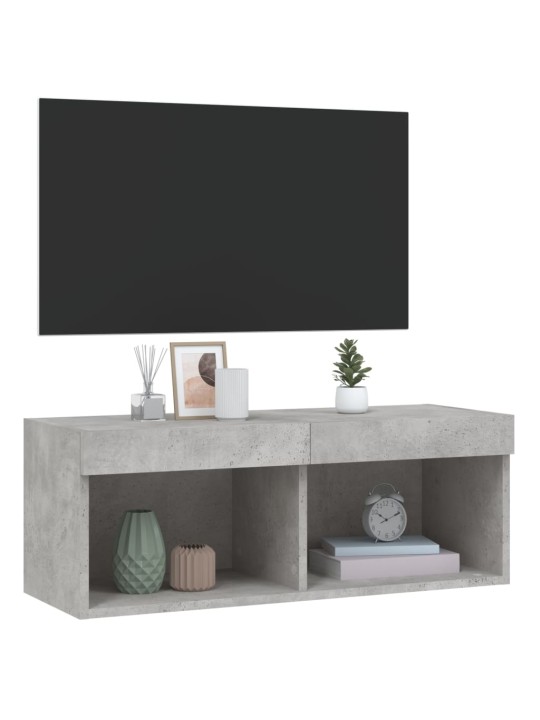 Tv skapītis ar led lampiņām, betona pelēki, 80x30x30 cm