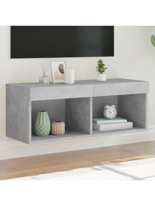 Tv skapītis ar led lampiņām, betona pelēki, 80x30x30 cm