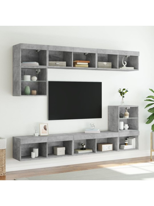 Tv skapīši ar led, 2 gab., betona pelēki, 80x30x30 cm