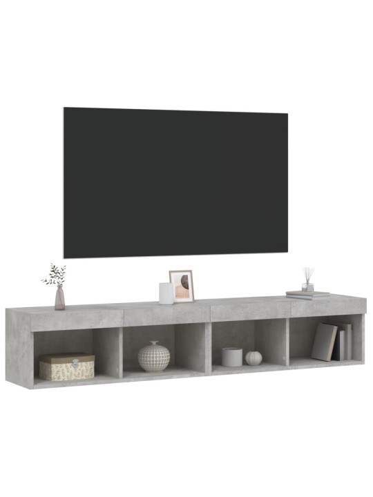 Tv skapīši ar led, 2 gab., betona pelēki, 80x30x30 cm