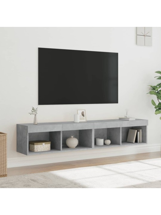 Tv skapīši ar led, 2 gab., betona pelēki, 80x30x30 cm