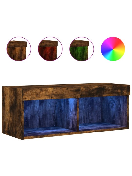 Tv skapītis ar led apgaismojumu, ozolkoka krāsa, 80x30x30 cm
