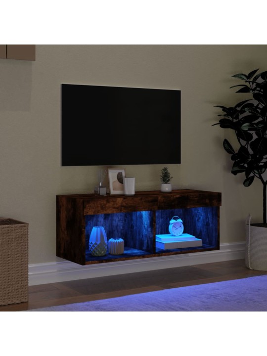 Tv skapītis ar led apgaismojumu, ozolkoka krāsa, 80x30x30 cm