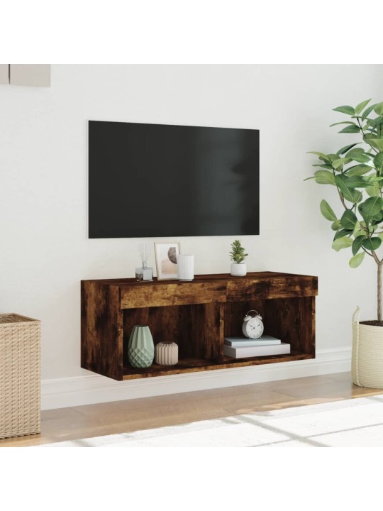 Tv skapītis ar led apgaismojumu, ozolkoka krāsa, 80x30x30 cm