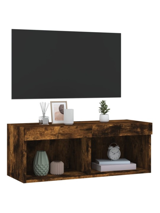 Tv skapītis ar led apgaismojumu, ozolkoka krāsa, 80x30x30 cm