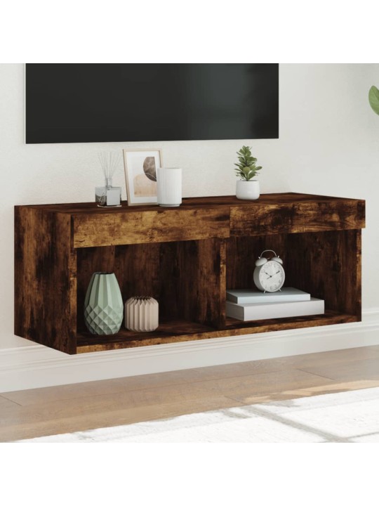 Tv skapītis ar led apgaismojumu, ozolkoka krāsa, 80x30x30 cm