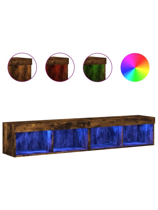 Tv skapīši ar led lampiņām, 2 gab., ozolkoka krāsa, 80x30x30 cm