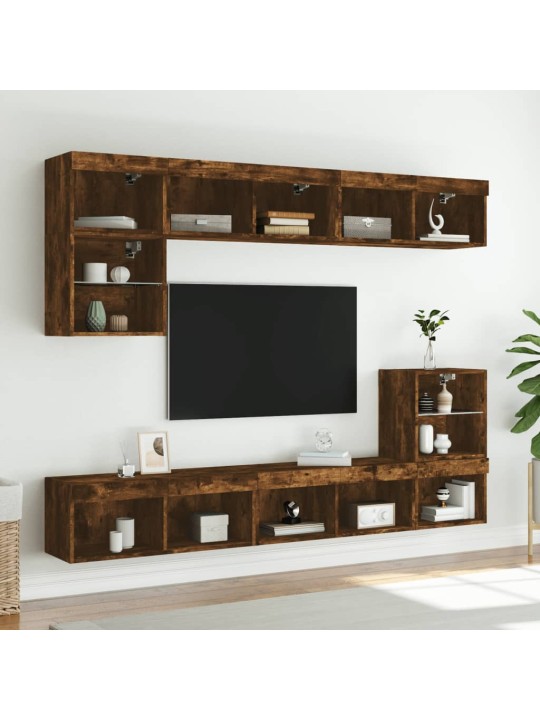 Tv skapīši ar led lampiņām, 2 gab., ozolkoka krāsa, 80x30x30 cm