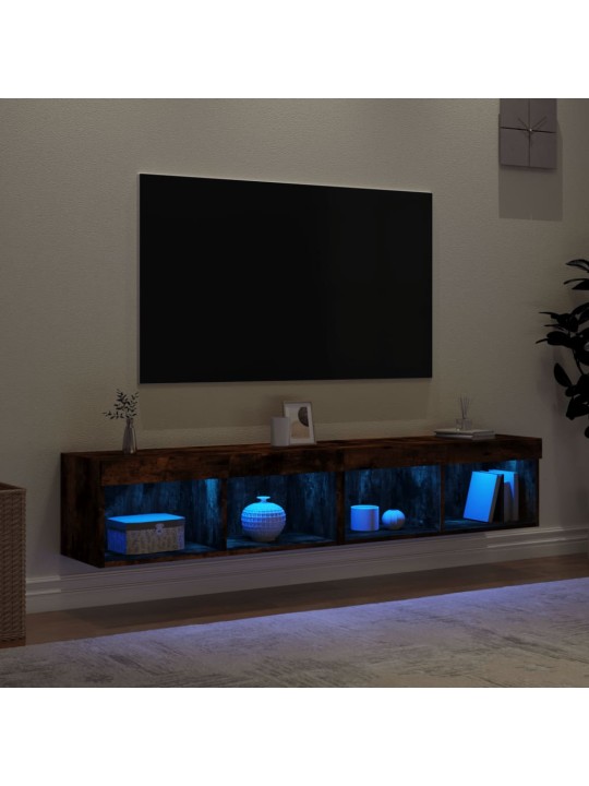 Tv skapīši ar led lampiņām, 2 gab., ozolkoka krāsa, 80x30x30 cm