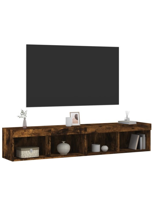Tv skapīši ar led lampiņām, 2 gab., ozolkoka krāsa, 80x30x30 cm