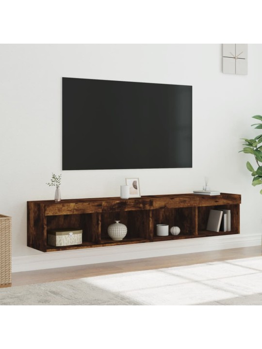 Tv skapīši ar led lampiņām, 2 gab., ozolkoka krāsa, 80x30x30 cm