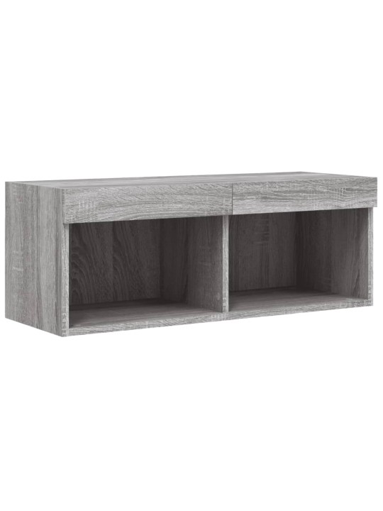 Tv skapītis ar led lampiņām, pelēka ozolkoka krāsa, 80x30x30 cm