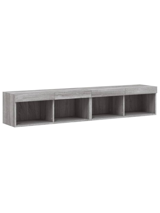 Tv plaukti ar led lampiņām, 2 gab., 80x30x30 cm, pelēka ozola