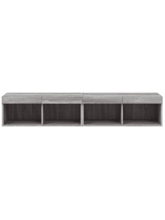 Tv plaukti ar led lampiņām, 2 gab., 80x30x30 cm, pelēka ozola
