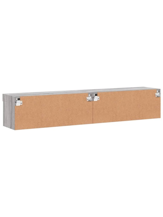 Tv plaukti ar led lampiņām, 2 gab., 80x30x30 cm, pelēka ozola