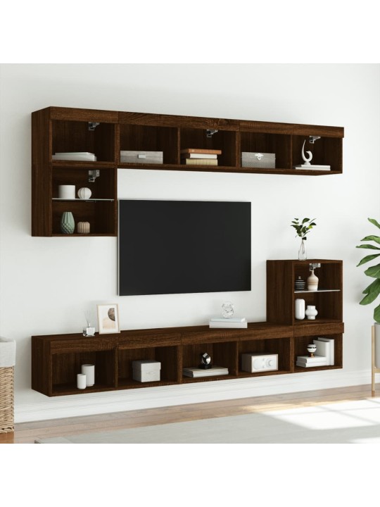 Tv skapītis ar led apgaismojumu, brūna ozola, 80x30x30 cm