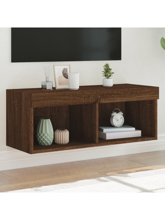 Tv skapītis ar led apgaismojumu, brūna ozola, 80x30x30 cm