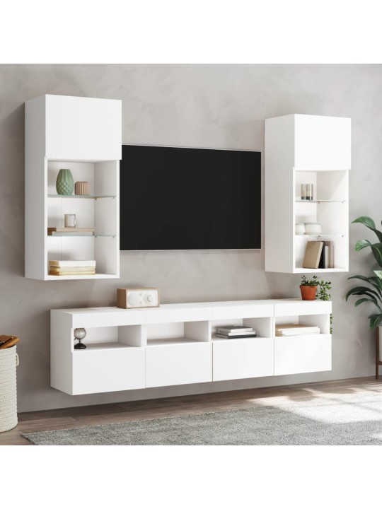 Tv galdiņš ar led lampiņām, balti, 40x30x40 cm