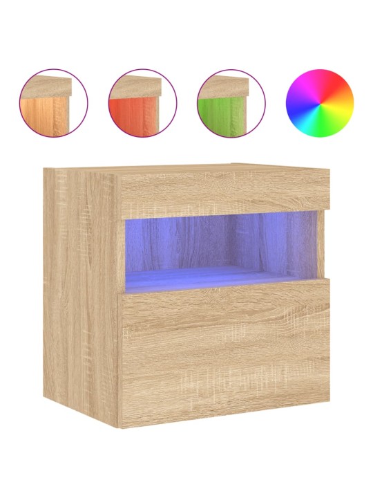 Tv plaukti ar led lampiņām, 40x30x40 cm, koka krāsā