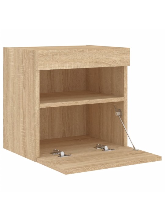 Tv plaukti ar led lampiņām, 40x30x40 cm, koka krāsā