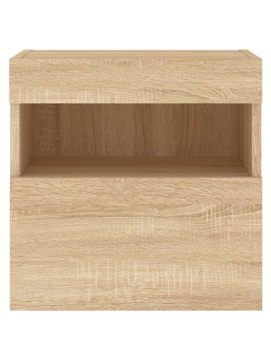 Tv plaukti ar led lampiņām, 40x30x40 cm, koka krāsā