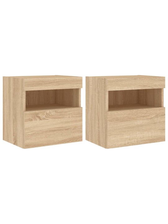 Tv plaukti ar led lampiņām, 2 gab., 40x30x40 cm, koka krāsa