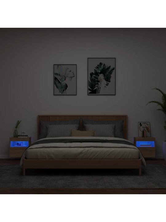 Tv plaukti ar led lampiņām, 2 gab., 40x30x40 cm, koka krāsa