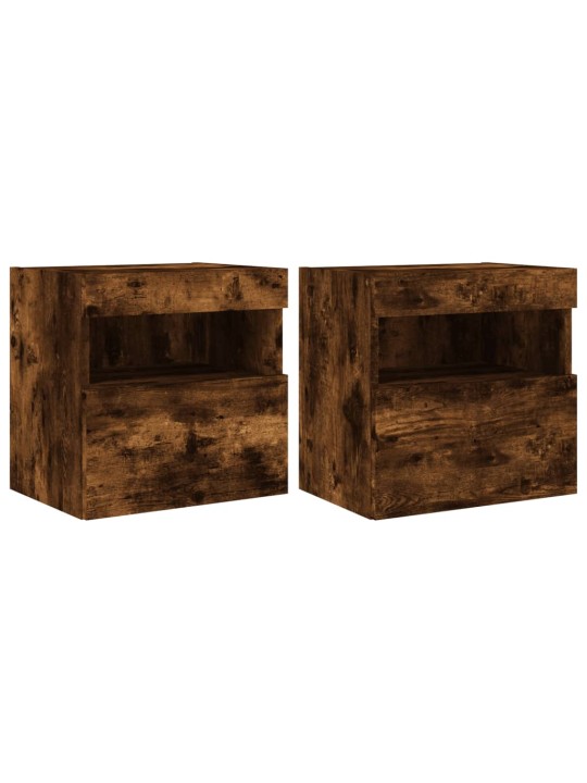 Tv plaukti ar led lampiņām, 2 gab., 40x30x40 cm, ozolkoka krāsa