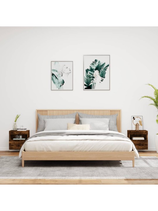 Tv plaukti ar led lampiņām, 2 gab., 40x30x40 cm, ozolkoka krāsa