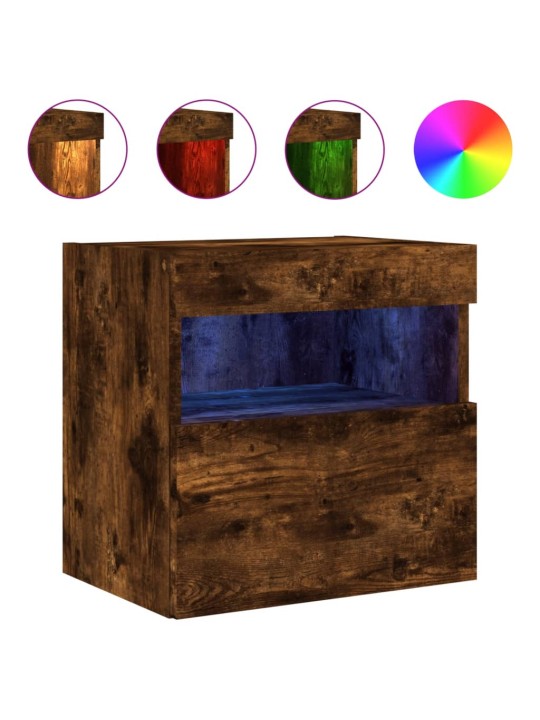 Tv plaukti ar led lampiņām, 2 gab., 40x30x40 cm, ozolkoka krāsa