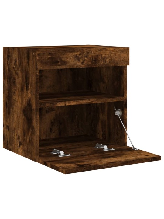 Tv plaukti ar led lampiņām, 2 gab., 40x30x40 cm, ozolkoka krāsa
