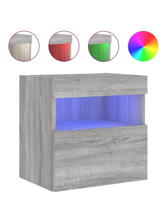Tv plaukti ar led lampiņām, 2 gab., 40x30x40 cm, pelēka ozola