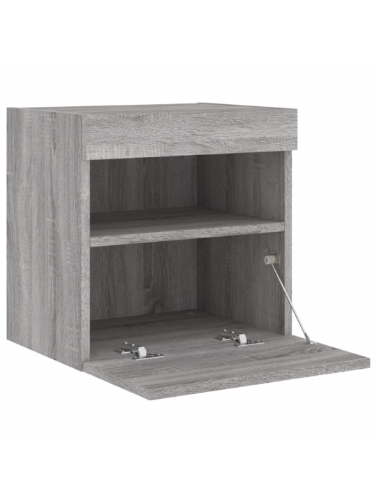 Tv plaukti ar led lampiņām, 2 gab., 40x30x40 cm, pelēka ozola