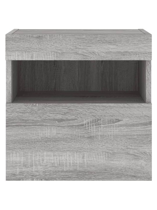 Tv plaukti ar led lampiņām, 2 gab., 40x30x40 cm, pelēka ozola