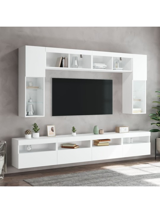 Tv galdiņš ar led lampiņām, balti, 60x30x40 cm